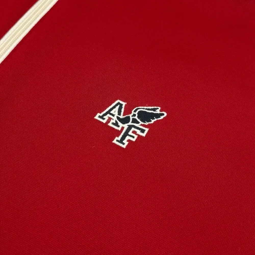 Abercrombie & Fitch Vintage Y2K Preppy Retro Muscle Fit Knit Track Jacket Red XL